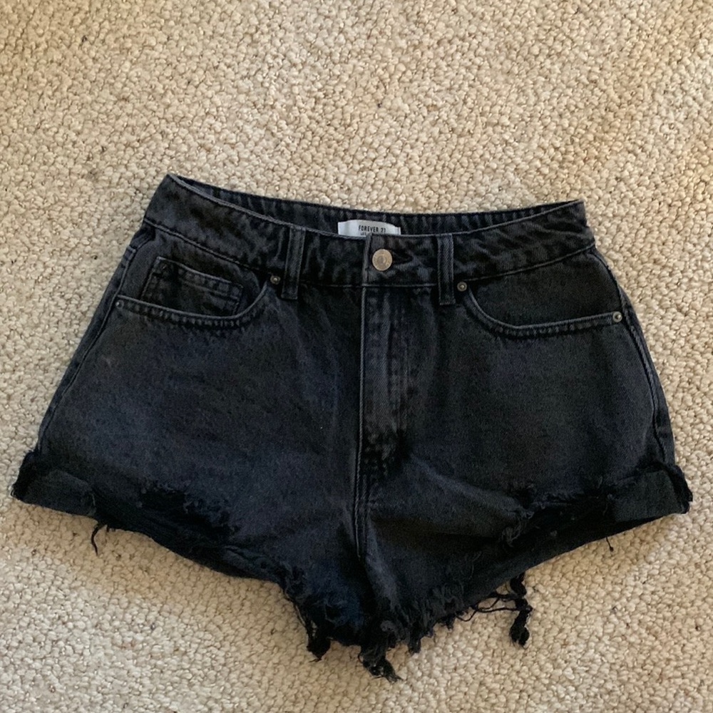 Forever 21 Black High Waisted Concert Shorts